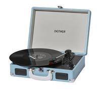 Denver Platine Vinyle VPL-120 – 3 vitesses 33/45/78, enceintes intégrées, USB vers PC, Bleu