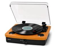 Denver Platine Vinyle Bluetooth, Tourne Disque, Lecteur Vinyle USB MicroSD | Platine vinyle avec enceintes intégrées, Bluetooth In/Out, 33⅓/45/78 tr/min, enregistrement USB/MicroSD, sortie phono