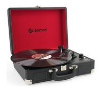 Denver Platine Vinyle Valise avec Haut-Parleurs et USB, Noir | Platine vinyle valise : 33/45/78 tours, haut-parleurs, numérisation USB, auto-stop et sortie phono