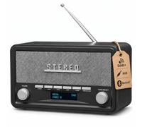 Denver Radio Portable Dab+ et FM avec Bluetooth, Gris Foncé | DAB+/FM, Bluetooth 5.0, AUX, écran LCD, réveil, 2 × 2 W et alimentation secteur ou 4 piles C