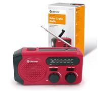 Denver Radio Portable Rechargeable, Radio Solaire Dynamo de Survie | AM/FM, Dynamo à manivelle, Batterie 2000mAh, Panneau solaire, Powerbank USB-A, USB-C, Lampe LED 1W, SOS, Piles AAA