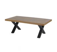 DENVER - Table Basse Aspect Bois Piètement X Métal Noir -