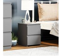 Denver Table de Chevet 2 Tiroirs Gris Meuble Cabinet Commode Chambre Moderne