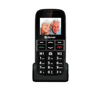 Denver Téléphone Portable Seniors - Grandes Touches - Station de Charge - Double SIM - GSM - sans SIM - Bouton SOS - BAS18500MEB