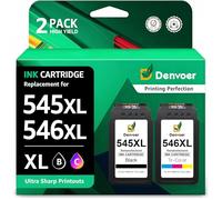 Denvoer PG-545XL CL-546XL Cartouche d'encre Remplacement pour Cartouche Canon 545-546 XL pour Pixma TS3350 TS3450 TS3451 TS3452 TS3150 TR4650 MG2550S MG2950 MG3050 MX495 (Noir, Couleur)