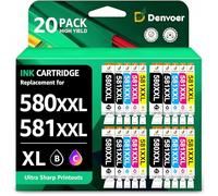 Denvoer PGI-580 CLI-581 Cartouches d'encre Compatible pour Canon 580 581 | Compatible pour Pixma TS6150 TS8150 TR8550 TR7550 TS8151 TS8250 TS6300 TS6151 TS6351 TS9150 TS9550 TS705a (20-Pack)