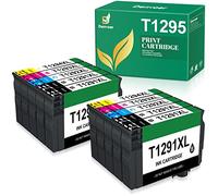 Denvoer T1295 Compatible pour Epson T1291 T1292 T1293 T1294 Cartouche d'encre pour Epson Stylus SX235W SX525WD SX425W SX445W Stylus Office BX535WD WF3520 WF7515 (4 Noir 2 Cyan 2 Jaune 2 Magenta)