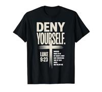 Deny Yourself Luke9:23 Chrétien Disciple T-Shirt Graphique avec Valeur, Homme, Noir, XL