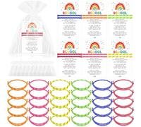 Denylo pro Lot de 30 bracelets de rentrée scolaire avec sacs pour cartes, bracelets d'amitié, cadeaux réglables pour les étudiants, le premier jour d'école, cadeaux de salle de classe de la part des