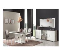 DENYS - Ensemble Séjour Laqué Blanc et Effet Bois Taupe -