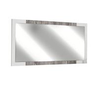 DENYS - Miroir Rectangulaire Laqué Blanc et Effet Bois Taupe