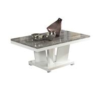 AltoBuy Denys - Table Basse Rectangulaire Laqué Blanc et Effet Bois Taupe