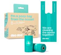 Deo Doo Lot de 12 rouleaux de sacs à déjections canines avec poignées, 144 pièces, de grandes tailles, étanches et extra épais, pour promener les chiens de petite, moyenne et grande taille, 100 % sans