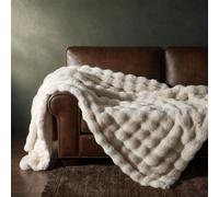 Deodar Plaid Douillet de Luxe Bubble, Aspect Fourrure de Lapin, Couverture Double Face en Velours Cristal, Ultra-Douce et Moelleuse, Couverture Chaude pour canapé et lit, Couleur crème, 150 x 200 cm