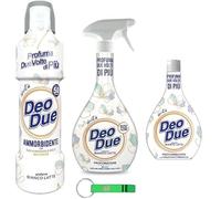 Déodorant Due Bianco Latte Pack d'essai Adoucissant concentré + Désodorisant Parfum d'ambiance Spray + Parfum de linge / 3 articles avec le même parfum + Porte-clés Beni Culinari gratuit