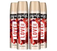 Déodorant en spray - IMPULSE - True Love - 75ml - Parfum rose et noix de coco - Lot de 4