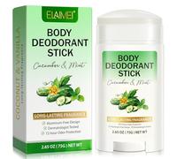 Déodorant naturel, crème pour le corps sans aluminium, sans plastique, 72 heures d'odeur fraîche, goût concombre et menthe (75 g)
