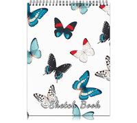 Deokke Carnet de croquis A4,Carnet de Dessin Reliure Spirale,100GSM Papier épais,100 Pages/50 Feuilles,Mignon,Carnet de Croquis avec Artistique,Convient pour filles (E7-Papillons)