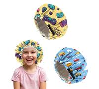 Deokke Lot de 2 Bonnets pour Enfants en Satin pour Filles et garçons - Bonnet de Nuit réglable Double Couche en Soie (FR/ES, Âge, Taille Unique, Standard, Consoles de Jeux et Voitures)