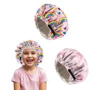 Deokke Lot de 2 Bonnets pour Enfants en Satin pour Filles et garçons - Bonnet de Nuit réglable Double Couche en Soie (FR/ES, Âge, Taille Unique, Standard, Nœud)