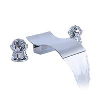 DEOLER Robinet cascade d'évier de salle de bain à 3 trous, robinet de remplissage de baignoire commercial moderne à montage sur le pont de 20,3 cm, robinet mitigeur de lavabo avec 2 boutons en