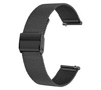 Deolven Bracelet de Montre Metal pour Homme Femme,Bracelet de Montre pour Montre Connectée et Montre Traditionnelle Dégagement Rapide 16mm Noir