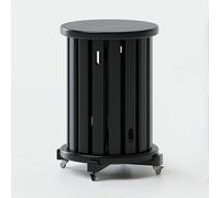 DEOPXF Ensemble De 4 Tabourets Empilables Fabriqués en Bois Massif Robustes Empilables Ils sont Équipés De roulettes Pivotantes À 360° pour Une Mobilité Optimale(Noir)