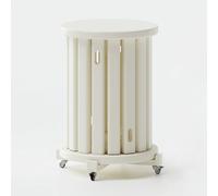 DEOPXF Ensemble De 4 Tabourets Empilables Fabriqués en Bois Massif Robustes Empilables Ils sont Équipés De roulettes Pivotantes À 360° pour Une Mobilité Optimale(Blanc)