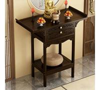 DEOPXF Table D’Autel Bouddhiste en Bambou Naturel Design Vintage Élégant Compartiments Multi-Niveaux pour Encens Et Objets Sacrés Supporte 100kg(Walnut Color,50x33x100cm)