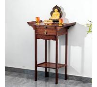 DEOPXF Table D’Autel Bouddhiste en Bois Massif Sculpté À Main avec Rangement Robuste pour Rites Familiaux Et Décoration De Couloir(70cm)