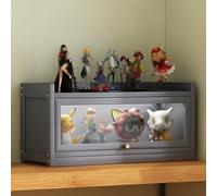 DEOPXF Vitrine pour Collection Matériau en Bambou Porte Rabattable Vitrines pour Objets de Collection HD Transparent Robuste et Durable(Gray,1 Layer 60cm)