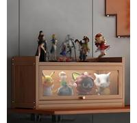 DEOPXF Vitrine pour Collection Matériau en Bambou Porte Rabattable Vitrines pour Objets de Collection HD Transparent Robuste et Durable(Marron,1 Layer 60cm)