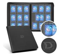 Deoyibu Toploader Reliure latérale pour 288 cartes de chargement supérieur 9 feuilles pour cartes de crédit sur les deux côtés Motif 3" x 4" Rigid Toploader Album de collection PU Cuir