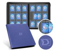 Deoyibu Toploader Reliure pour 288 cartes Toploader, 9 pochettes latérales pour cartes rigides de 7,6 x 10,16 cm, avec cuir synthétique, idéal pour TCG, MTG, etc. Bleu