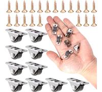 Deozu Lot de 10 mini roulettes pour petits appareils électroménagers, mini roues de 1,27 cm, mini roulettes en métal, petites roues pour projets, meubles, boîte de rangement de tiroir de chariot (non