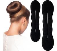 Deozu Lot de 2 chignons noirs antidérapants pour chignon - Accessoire de coiffure - Pour cheveux longs, fins, bouclés, raides et ondulés
