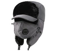 DEPAJA Chapka Homme Hiver Chaud Earflap Bomber Chapeaux Ushanka Aviator Caps Hommes Femmes Russe Trappeur Thermique Chapeau Trooper Earflap Neige Ski Chapeau,B-Grey,54-58 Cm