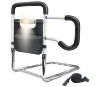 DePango Barrière de lit pour Personnes âgées et Adultes, Barre de Protection de lit réglable en Hauteur avec lumière de Mouvement de Nuit pour Personnes âgées, Rails d'aide au lit en Acier au Carbone