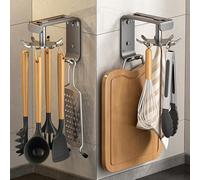 DEPAOTLUX 2 Pièces Porte Ustensiles Cuisine avec 8 Crochets,Rotatif à 360° Support Ustensiles Cuisine,Mural Ustensiles Cuisine Organiseur Rack pour Cuisine/Bains (Gris)
