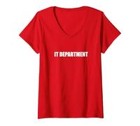 Département Informatique T-Shirt avec Col en V, Femme, Rouge, M