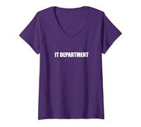 Département Informatique T-Shirt avec Col en V, Femme, Violet, XL