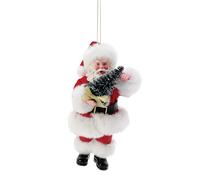 Department 56 Possible Dreams Santa Holding a Christmas Tree Hanging Ornament, 6 inch, Multicolor