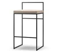 Department Tabouret de Bar avec Dossier 80 cm Noir/Velours Beige