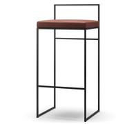 Department Tabouret de Bar avec Dossier 90 cm Noir/Cuir Marron