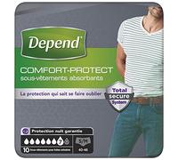 Depend Comfort-Protect Sous-Vêtements Homme (7 Gouttes) Taille S/M pour Fuites Urinaires et Incontinence x60 (6 Paquets de 10 Sous-Vêtements)