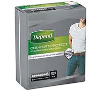 Depend Comfort Protect Sous-Vêtements Homme 8 Gouttes pour Fuites Urinaires/Incontinence x 9 Culottes Taille L/XL