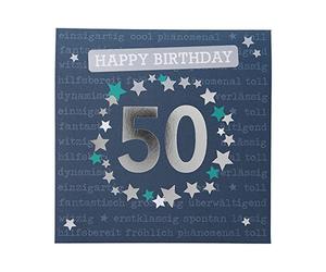 Depesche 0011694-008 Carte de vœux pop-up pour 50e anniversaire avec musique et éléments lumineux et inscription originale 15,5 x 15,5 cm