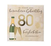 Depesche 0011694-012 Carte de vœux pop-up 80e anniversaire avec musique et éléments lumineux et inscription originale Carte d'anniversaire avec enveloppe Format 15,5 x 15,5 cm