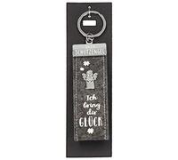 Depesche 10890.011 Porte-clés en feutre avec ange gardien et inscription « Ich bring dir Glück », gris, env. 15 cm