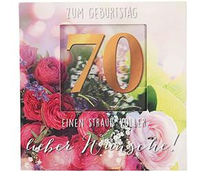 Depesche 11130-009 Carte 3D pliante musicale et lumineuse pour 70e anniversaire avec enveloppe assortie imprimée à l'intérieur et à l'extérieur 15,5 x 15,5 cm